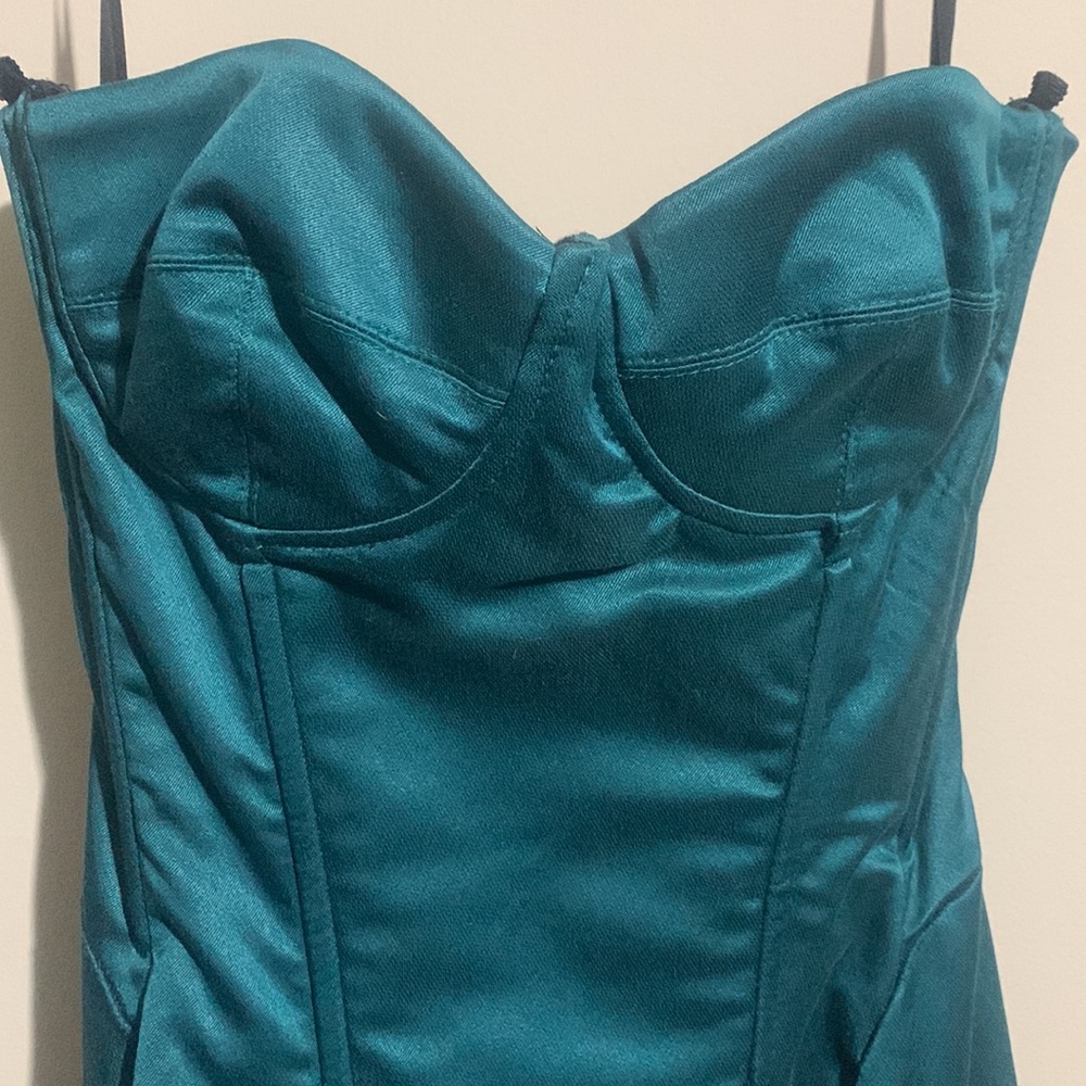 Dolce & Gabbana Green Satin Bustier Dress - Picture 2 of 8